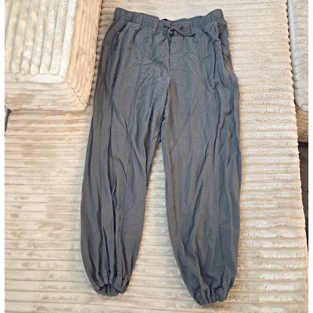 GAP Linen Blend Drawstring Jogger Pants Gray green M Balloon Slouchy Utility
